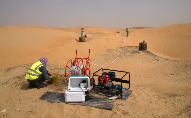 FIGURE 3: SAMPLING OF GROUNDWATER IN THE LIWA DESERT (ABU DHABI).
