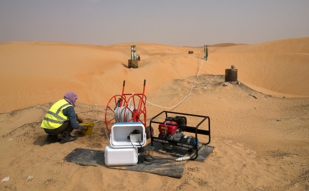 FIGURE 3: SAMPLING OF GROUNDWATER IN THE LIWA DESERT (ABU DHABI). 